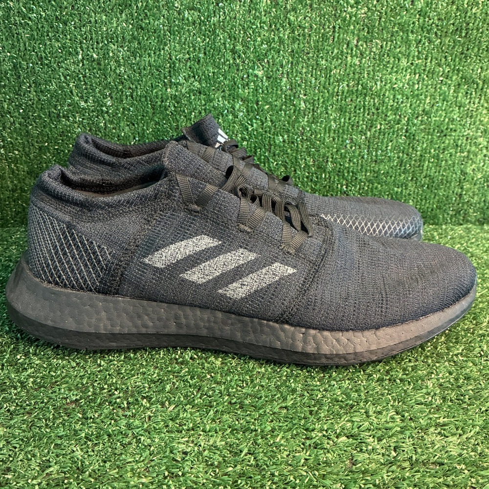 NEW Adidas Pureboost Go Knit Running Athletic Sneaker Core Black Grey Mens Sz 14